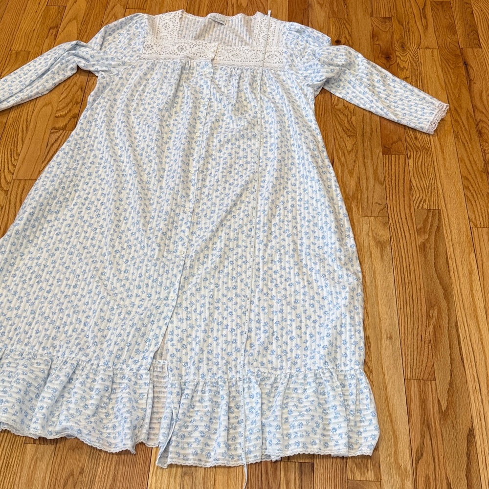 VTG Willow Creek Nightgown & Robe Set Peignoir Floral Lace Prairie style LARGE - Picture 12 of 14